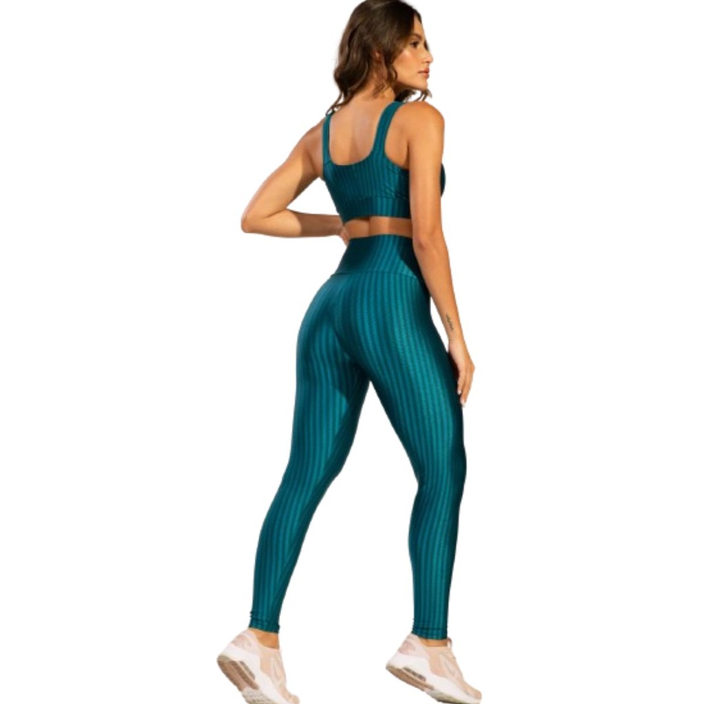 Imagem 2 do produto Conjunto Top e Calça New Zig 3D Fitness Vekyo Alta Compressão Feminina
