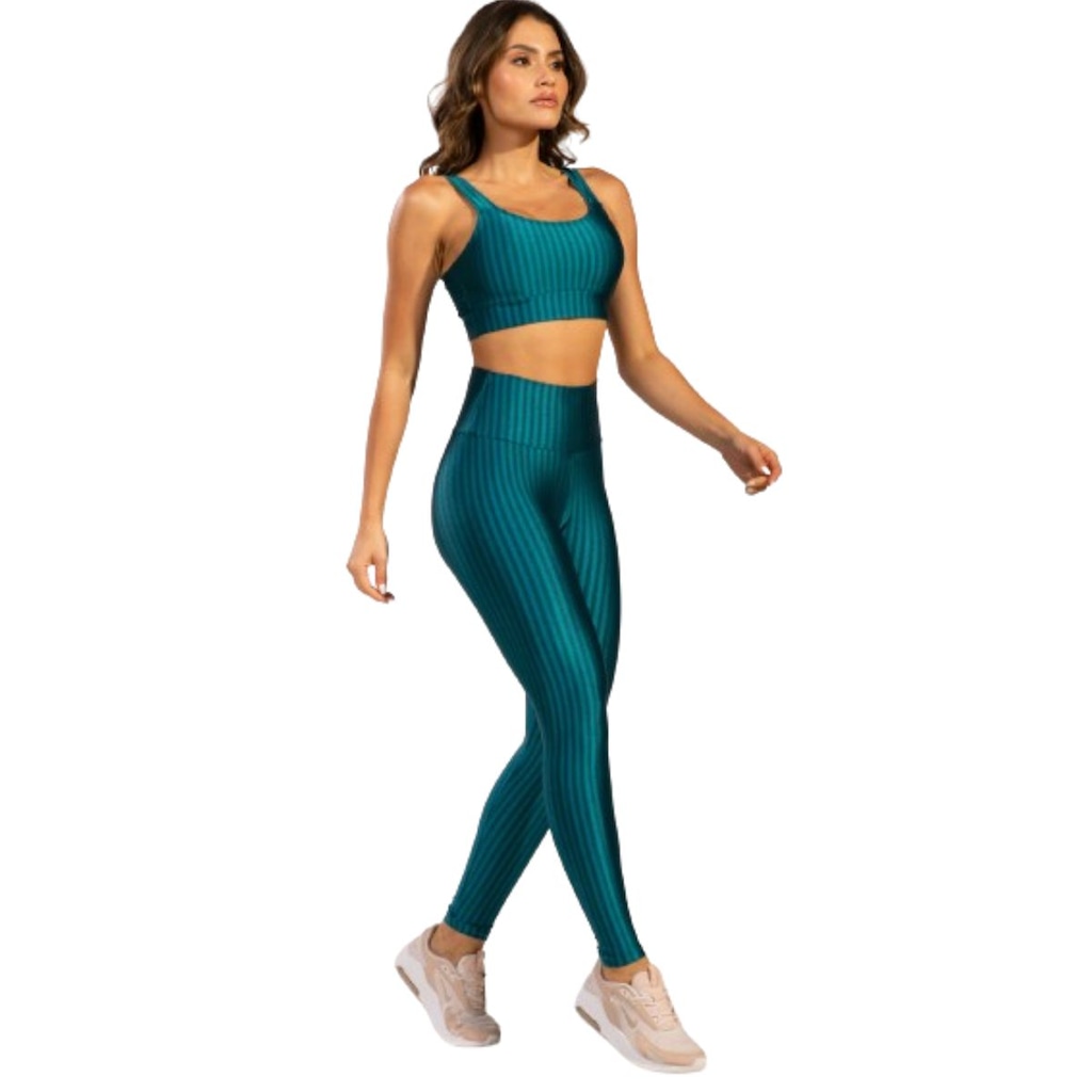 Imagem 3 do produto Conjunto Top e Calça New Zig 3D Fitness Vekyo Alta Compressão Feminina