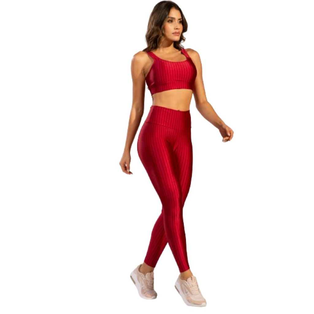 Imagem 3 do produto Conjunto Top e Calça New Zig 3D Fitness Vekyo Alta Compressão Feminina
