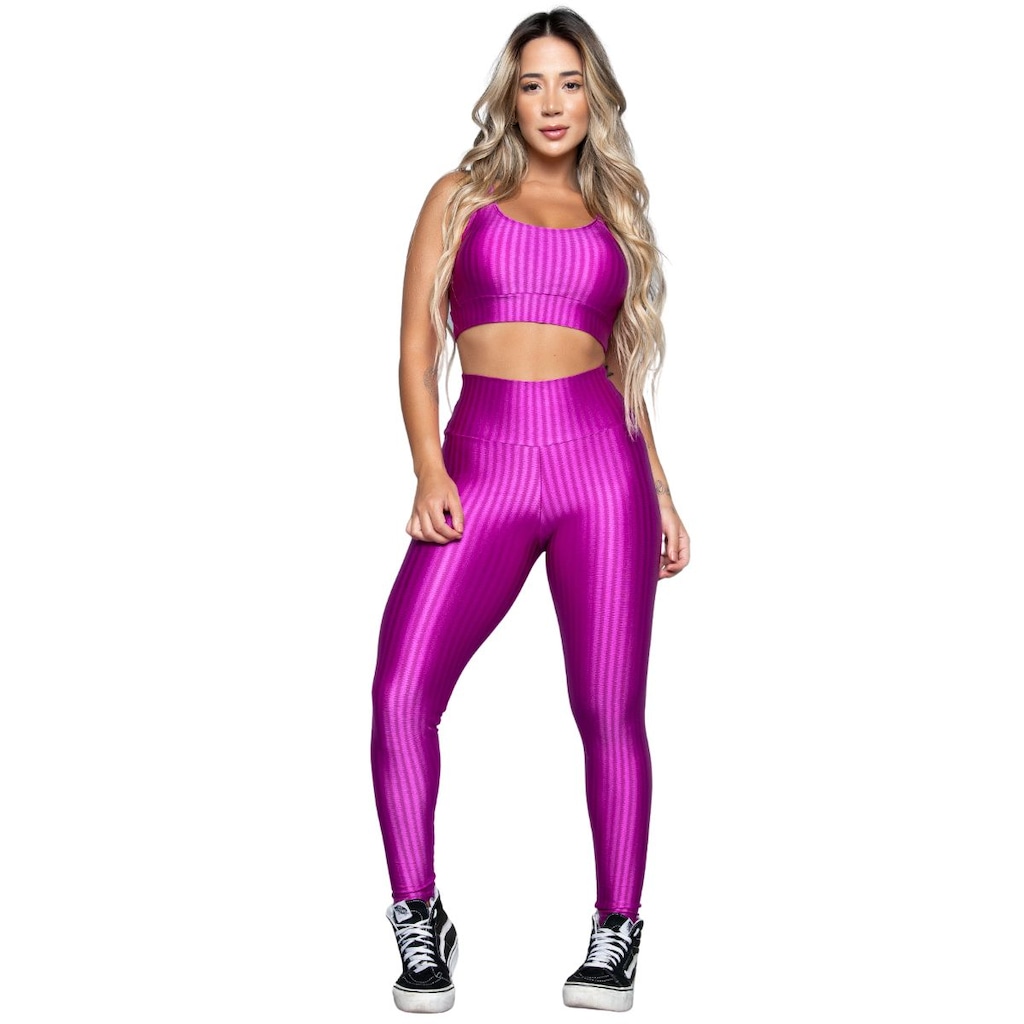 Conjunto Top e Calça New Zig 3D Fitness Vekyo Alta Compressão Feminina
