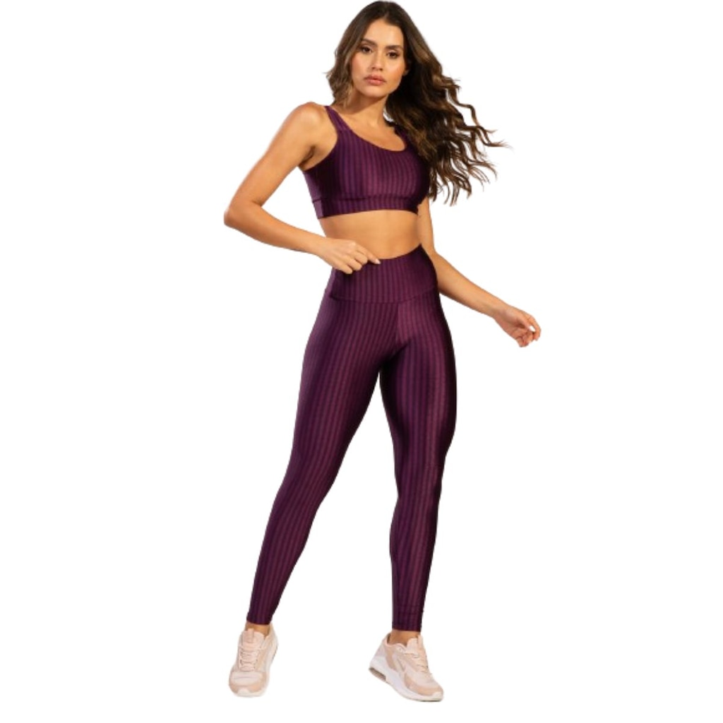 Conjunto Top e Calça New Zig 3D Fitness Vekyo Alta Compressão Feminina
