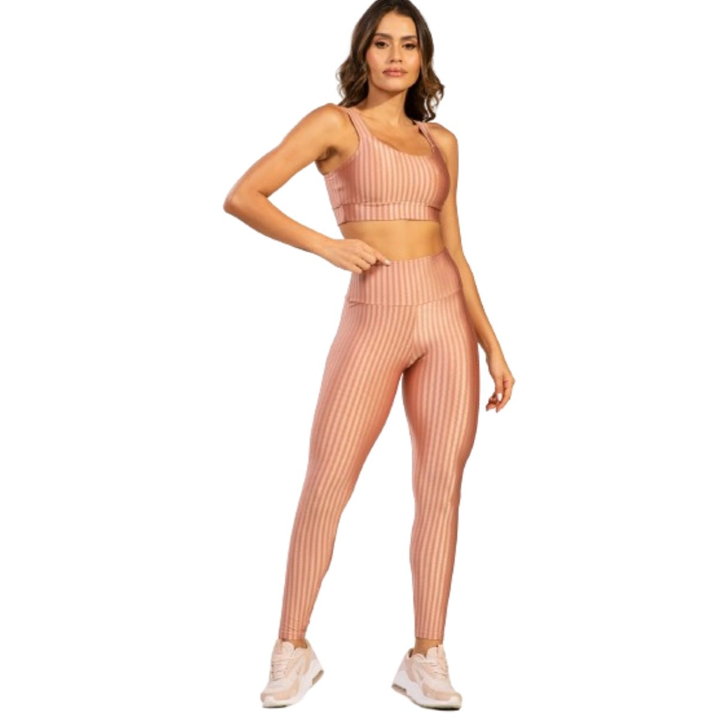 Conjunto Top e Calça New Zig 3D Fitness Vekyo Alta Compressão Feminina