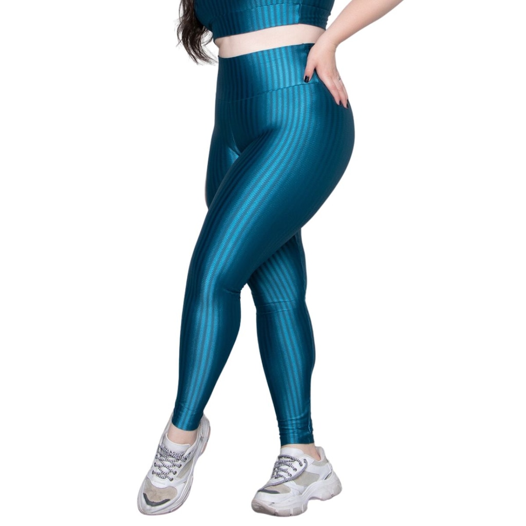 Imagem 3 do produto Calça Legging Plus Size New Zig 3D Vekyo Cós Alto Feminina
