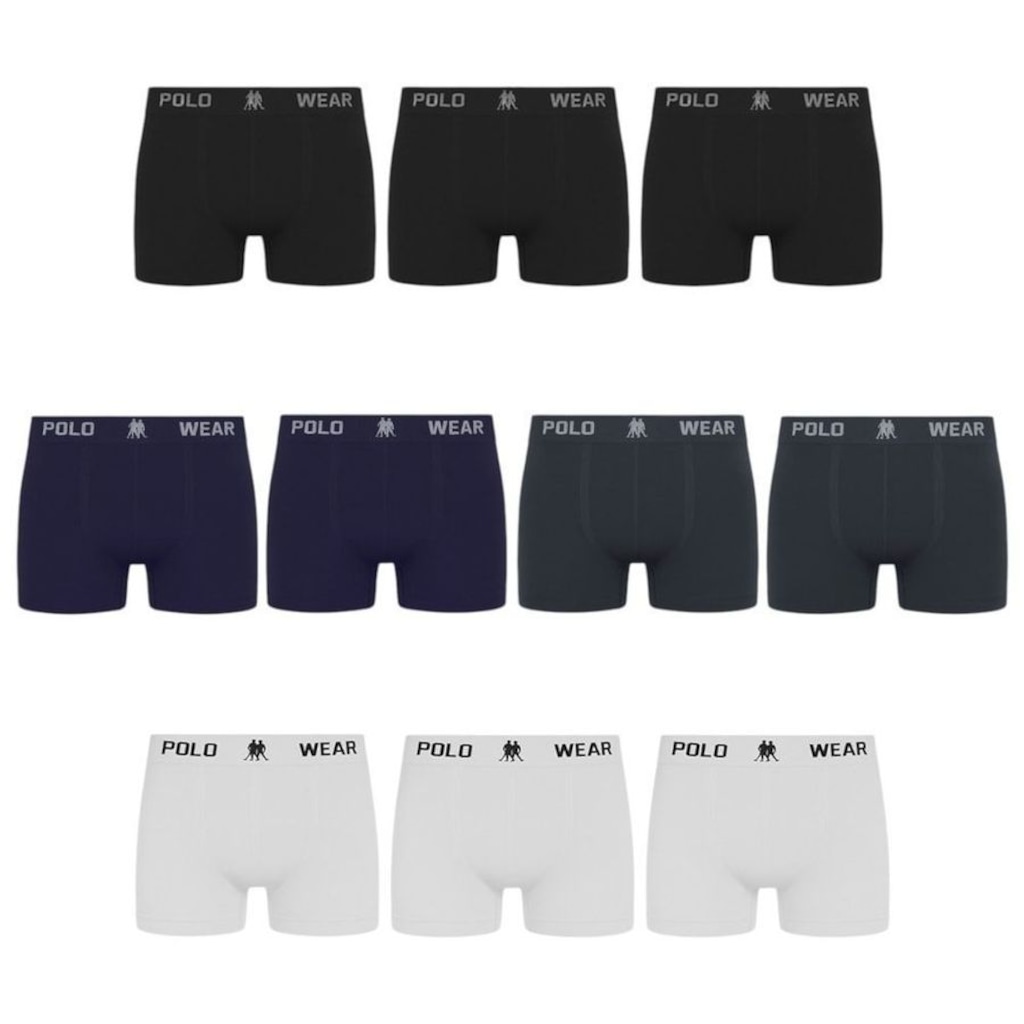 Kit 10 Cuecas Boxer Polo Wear Masculina