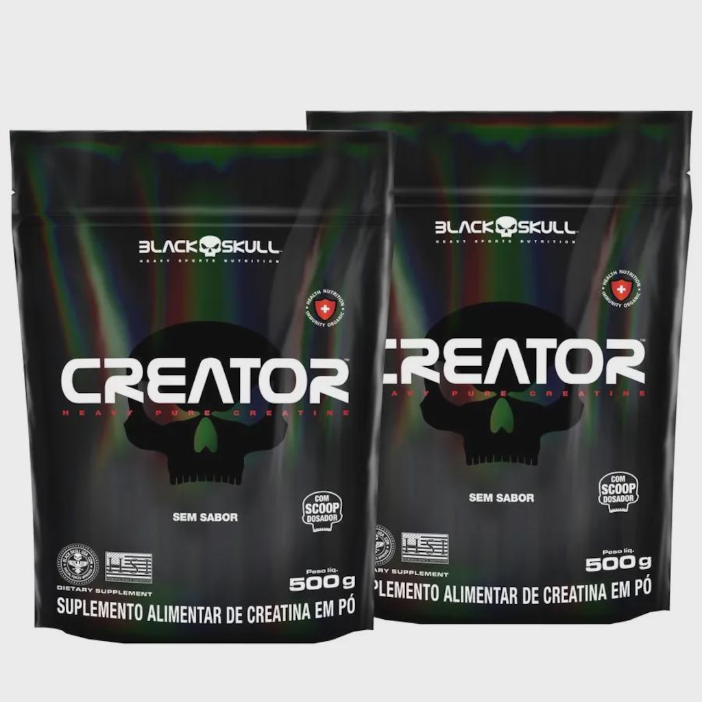 2X CREATOR 500G - 1KG CREATINA MONOHIDRATADA PURA - BLACK SKULL
