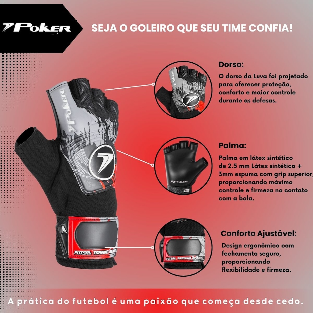 Imagem 2 do produto Luva de Goleiro Infantil Futsal Poker Infinity Training