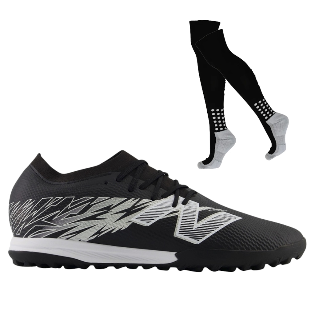 Kit Chuteira de Society Adulto New Balance Furon Team V8 + Meião