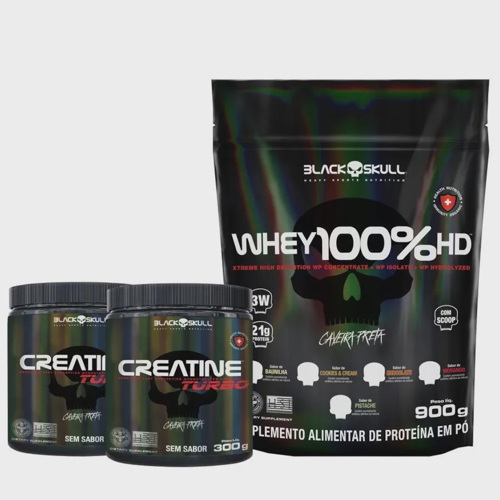 Whey Black Skull 100% HD Refil + 2x Creatine Turbo