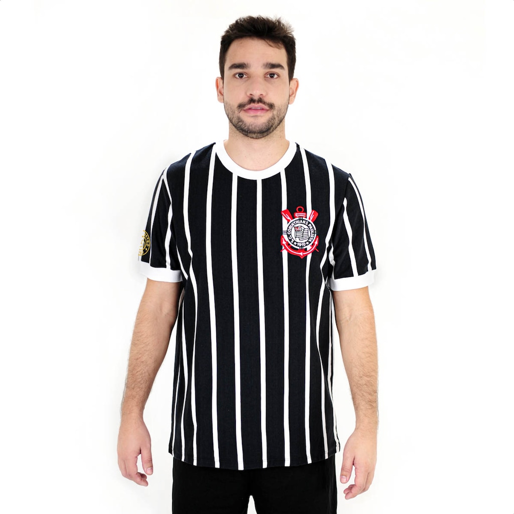 Camiseta Masculina Coimbra Corinthians Retrô Listrado
