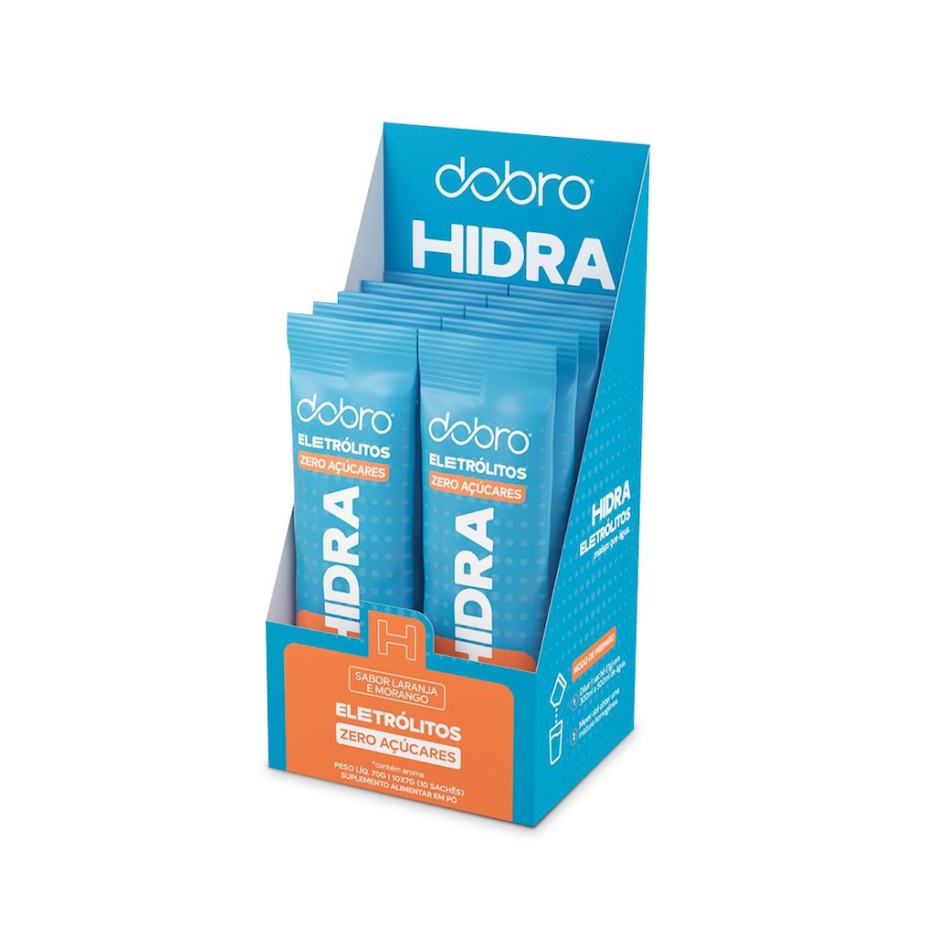 Hidra Eletrólitos Dobro Laranja e Morango 10x7g 10 unidades