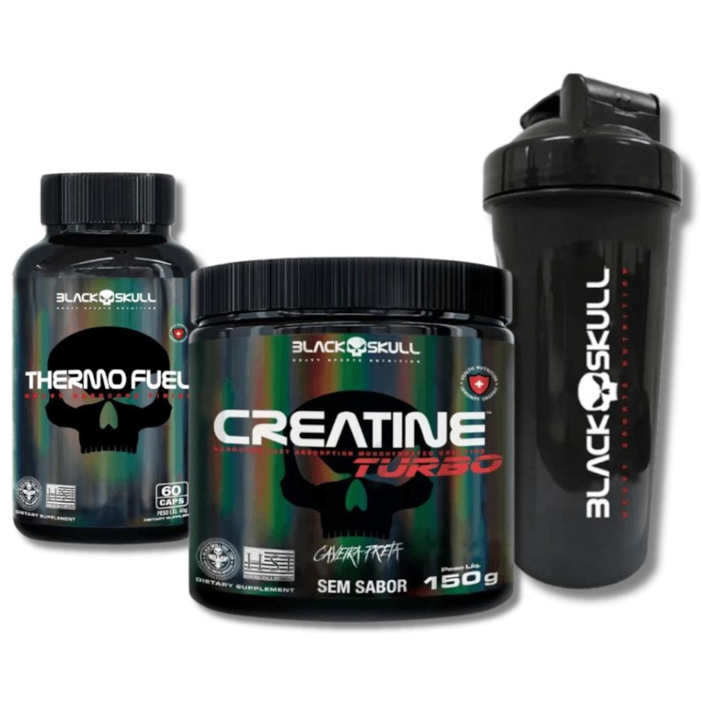 Creatine Turbo + Thermo Fuel Black Skull - Ganhe 1 Coqueteleira