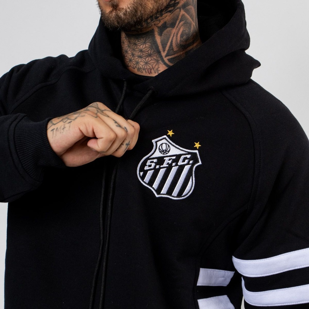 Imagem 2 do produto Blusão de Moletom Canguru Fechado Santos Oficial Escudo Surf Center