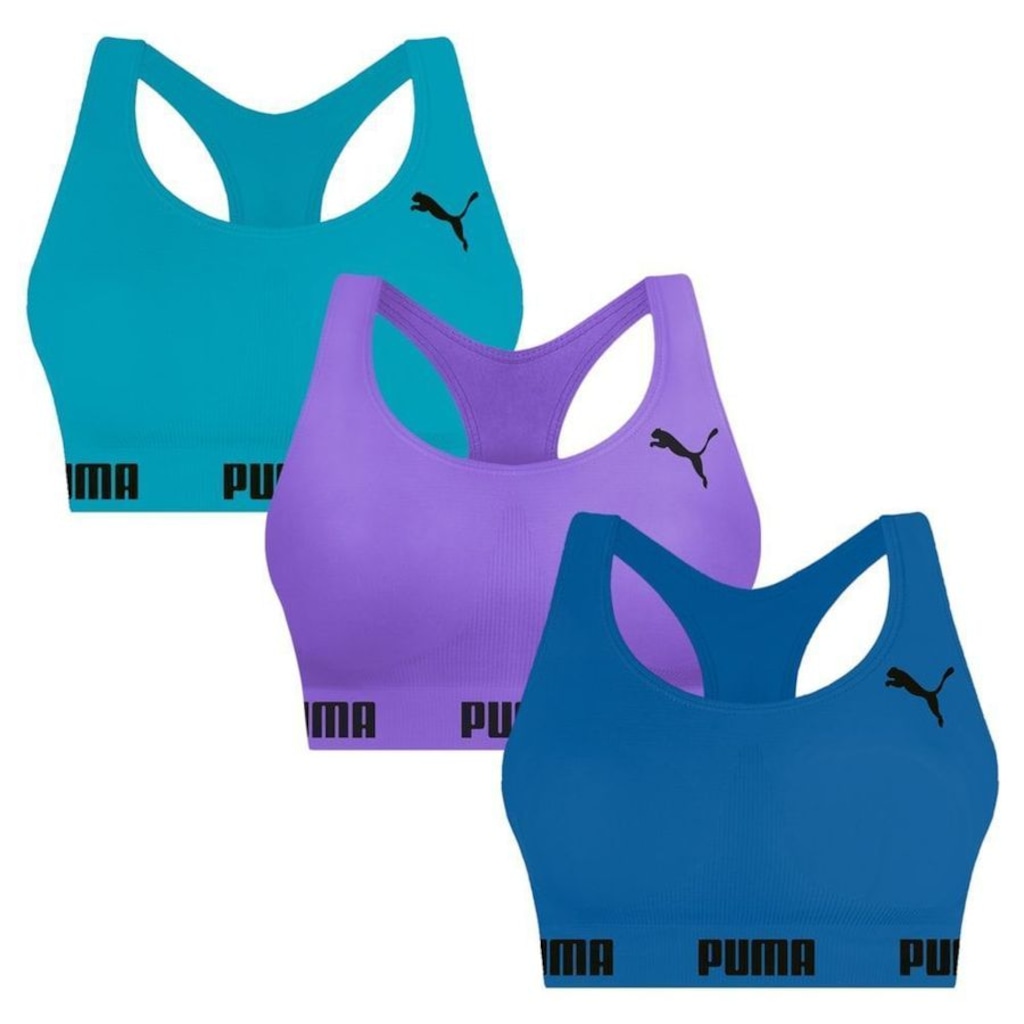Top Puma Nadador sem Costura - 3 Unidades - Feminino