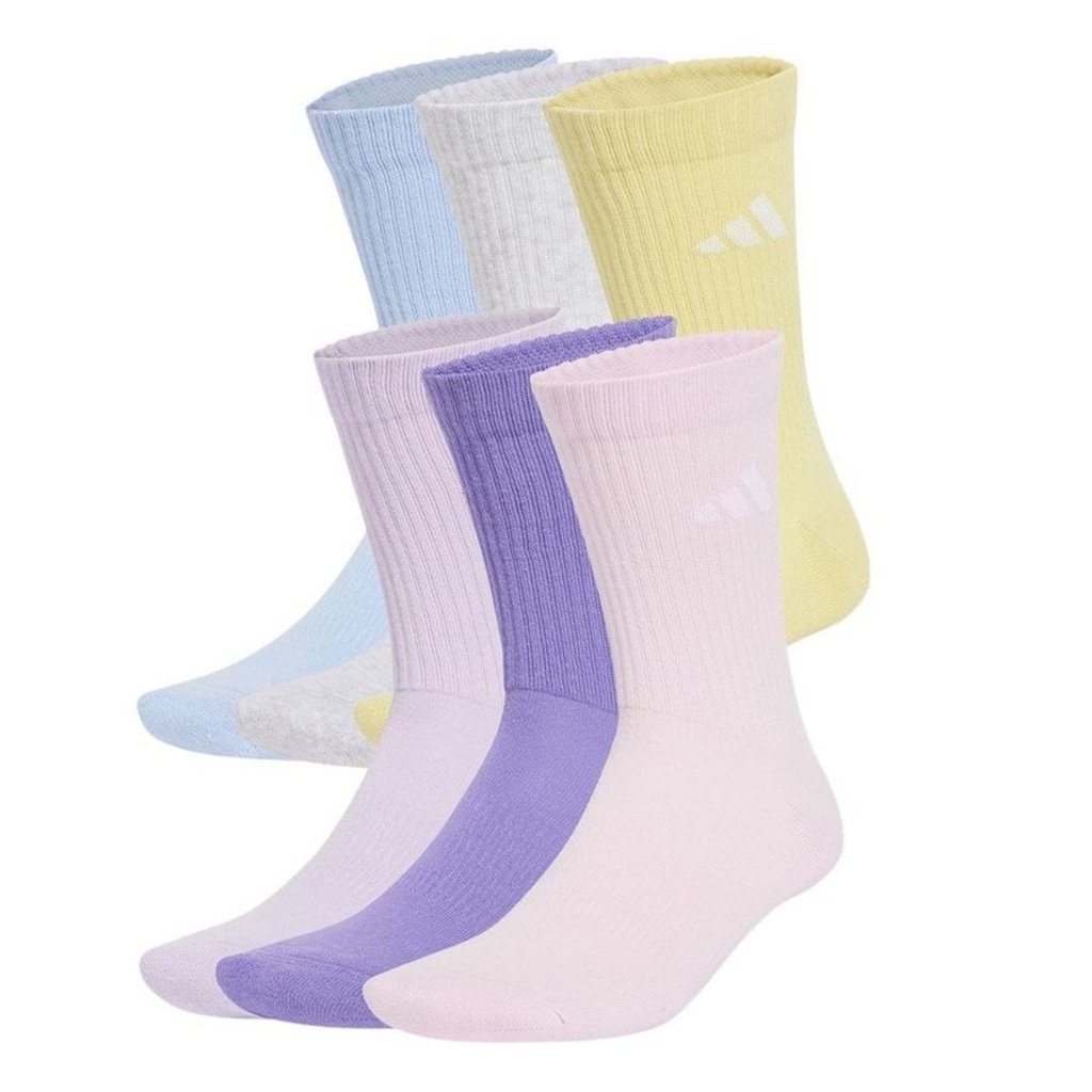 Meia Cano Médio adidas Cush - 6 Pares - Unissex
