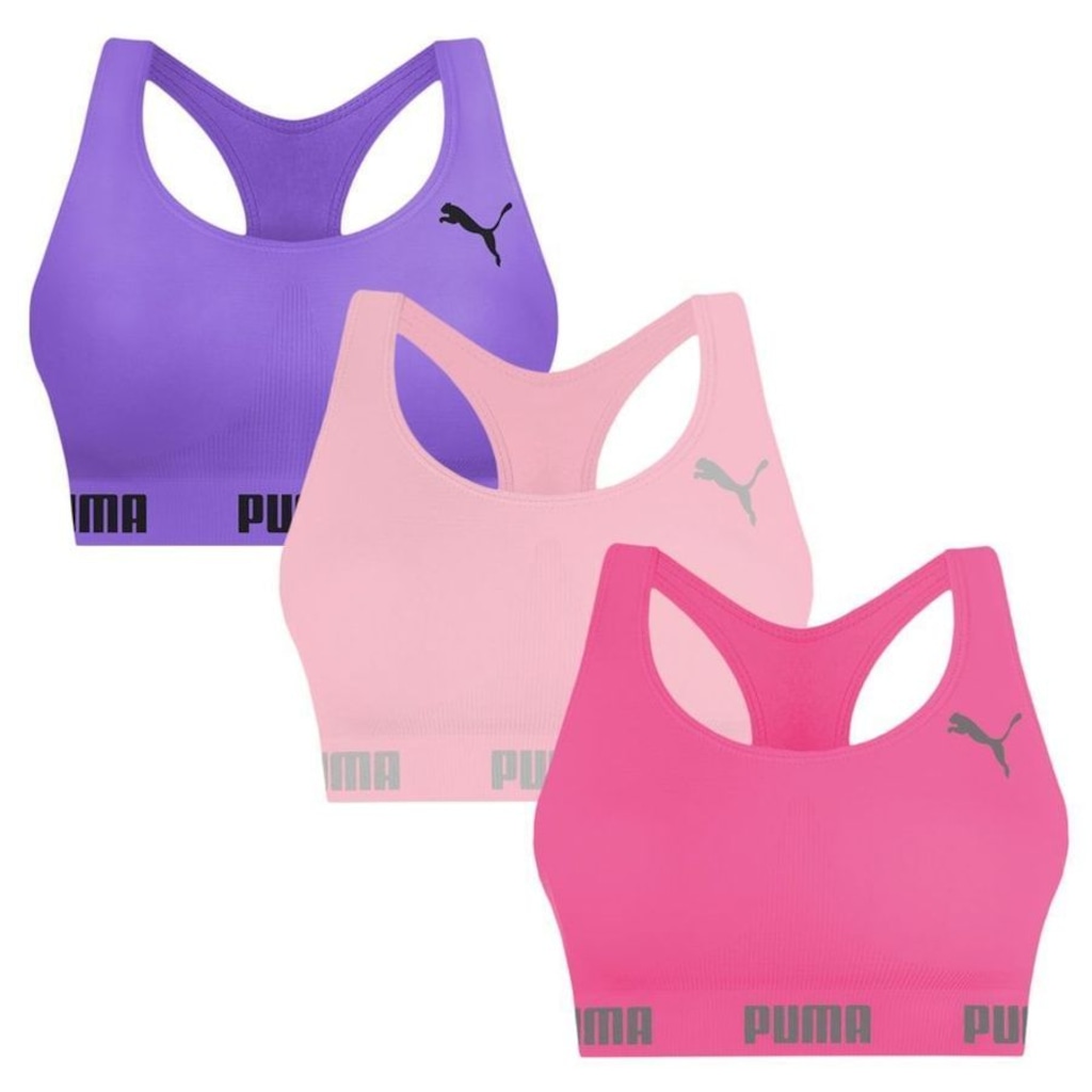 Top Puma Nadador sem Costura - 3 Unidades - Feminino