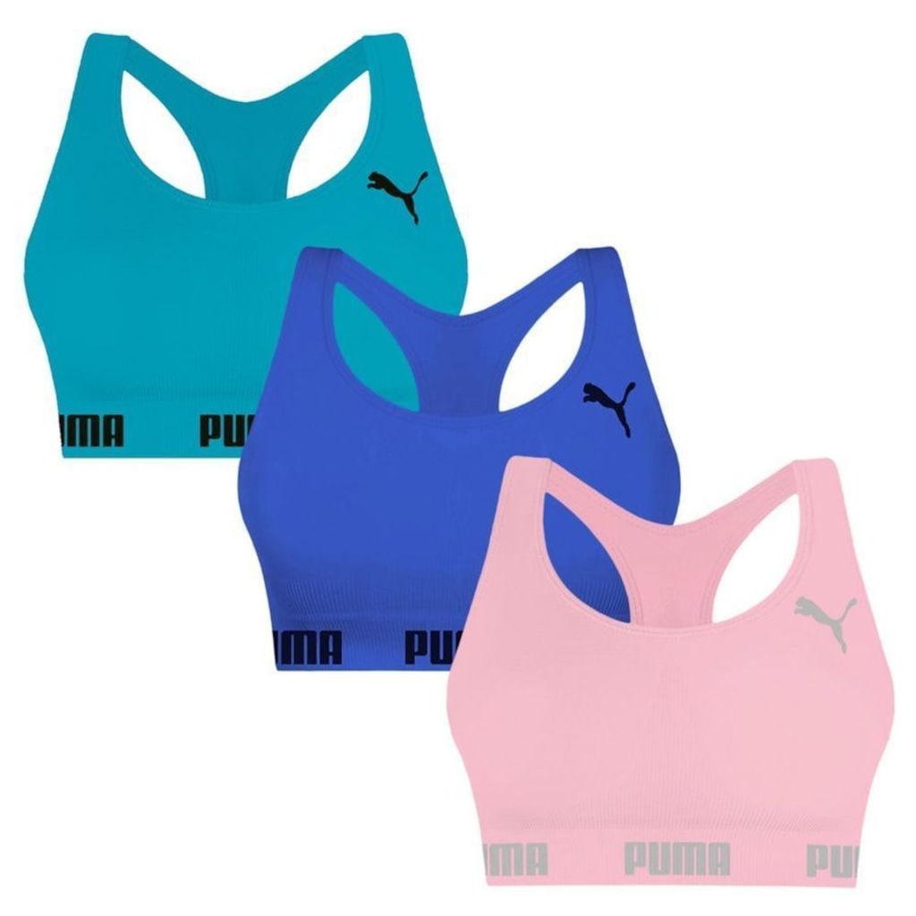 Top Puma Nadador sem Costura - 3 Unidades - Feminino