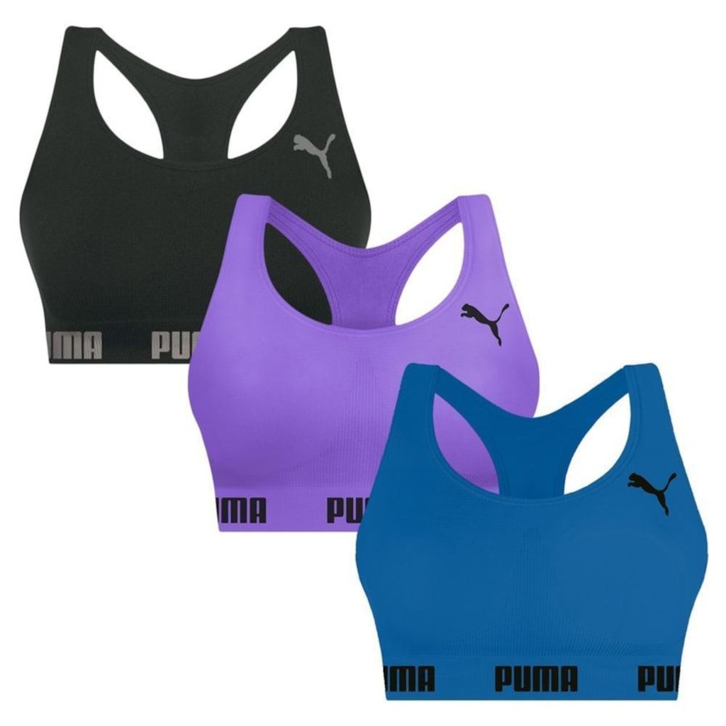 Top Puma Nadador sem Costura - 3 Unidades - Feminino