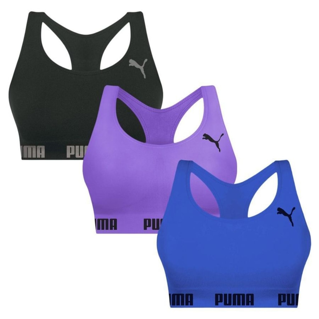 Top Puma Nadador sem Costura - 3 Unidades - Feminino