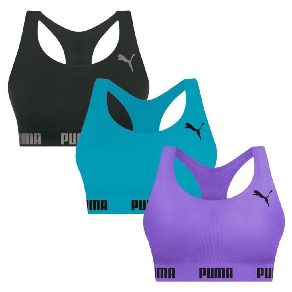 Top Puma Nadador sem Costura - 3 Unidades - Feminino