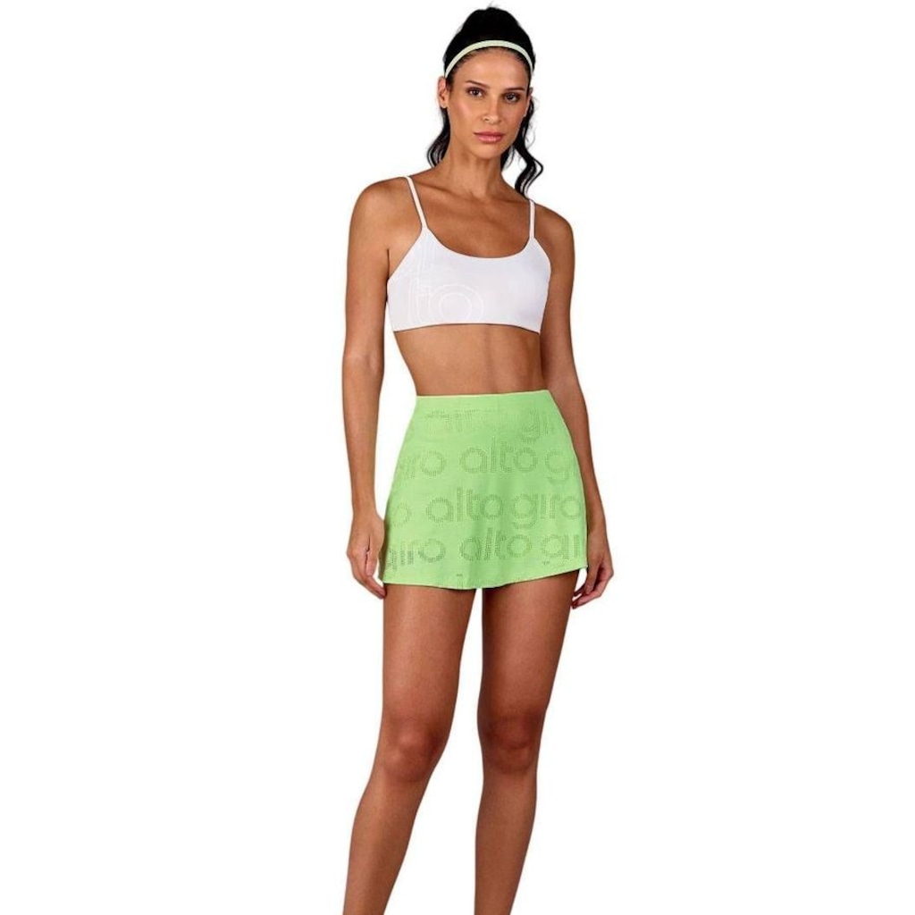 Saia Feminina Sobreposta Alto Giro Mesh