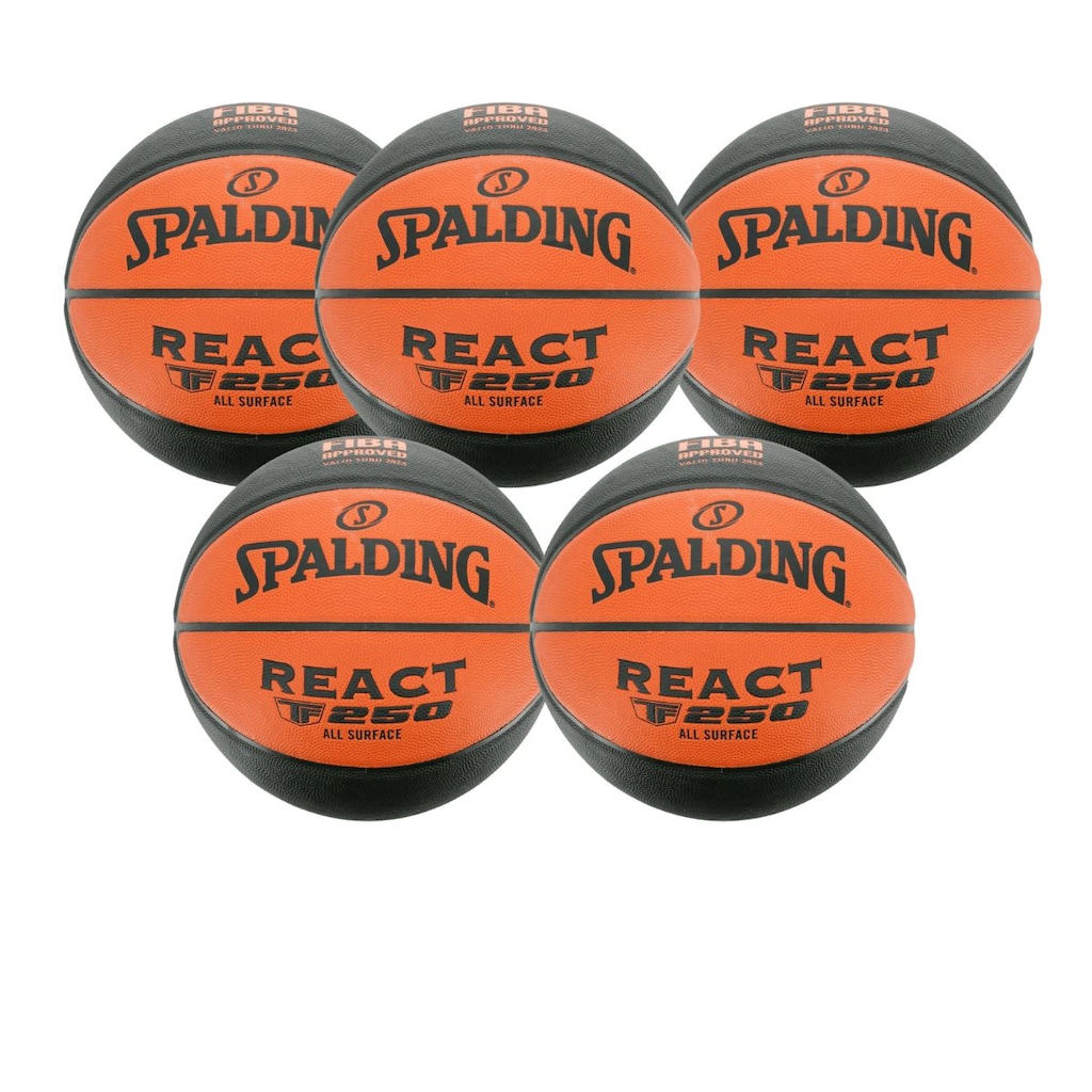 Kit 5 Bolas de Basquete Spalding React TF-250 FIBA - Tamanho 5