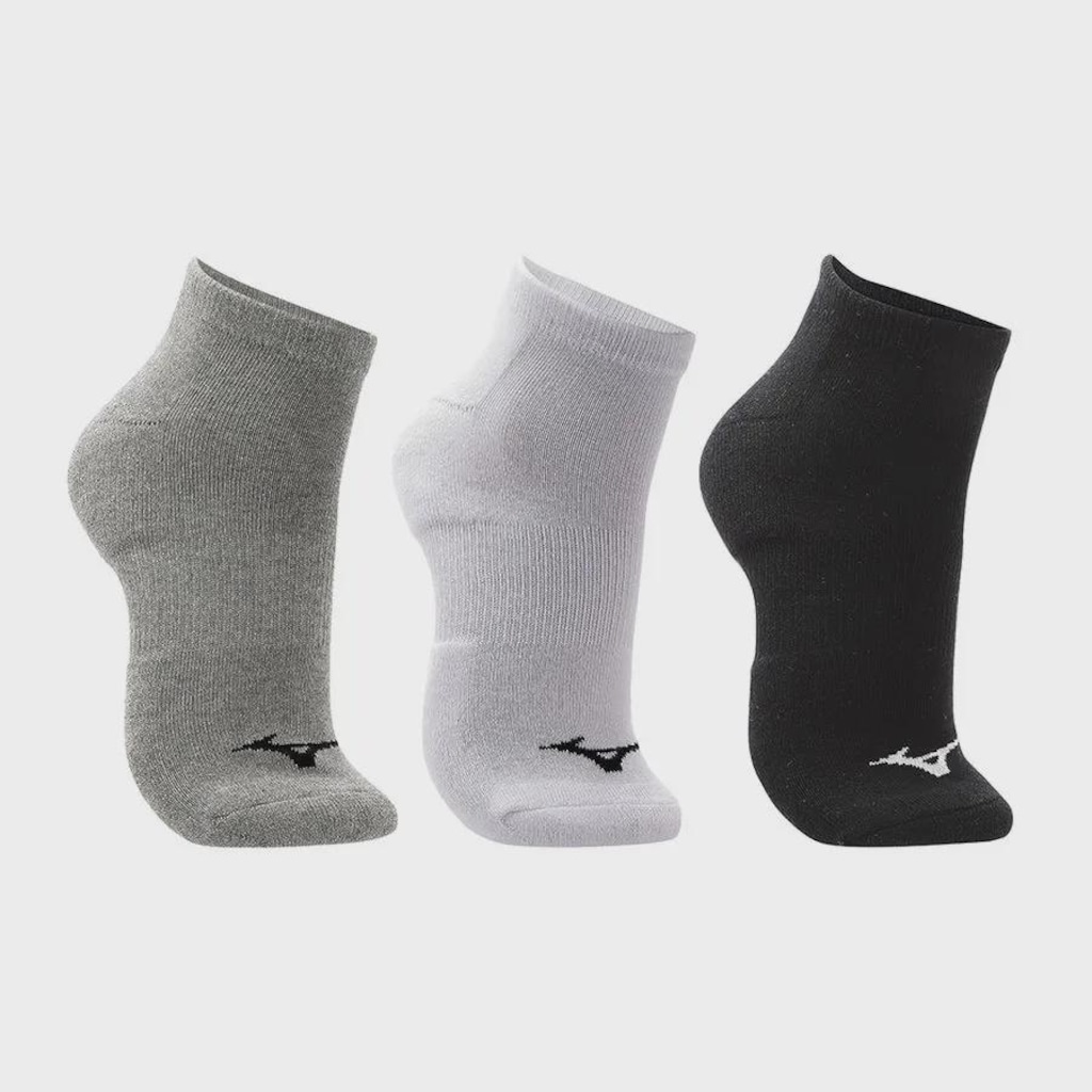 Meia Cano Curto Mizuno Prime Tam. 33 a 38 com 3 Pares Unissex