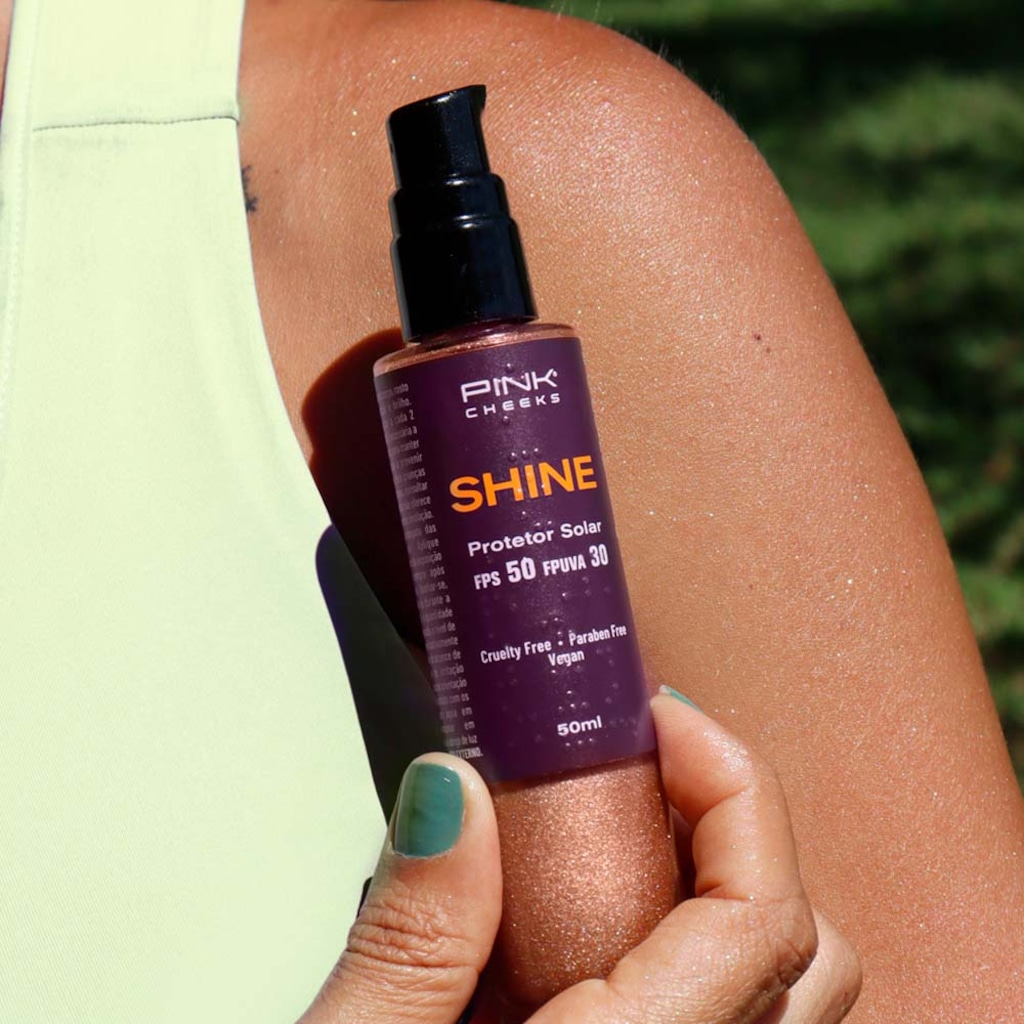 Imagem 3 do produto Protetor Solar Pink Cheeks Shine Iluminador FPS50 - 50ml