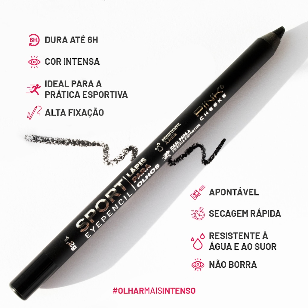 Lápis para Olhos Pink Cheeks Sport Eyepencil Preto 1,2g