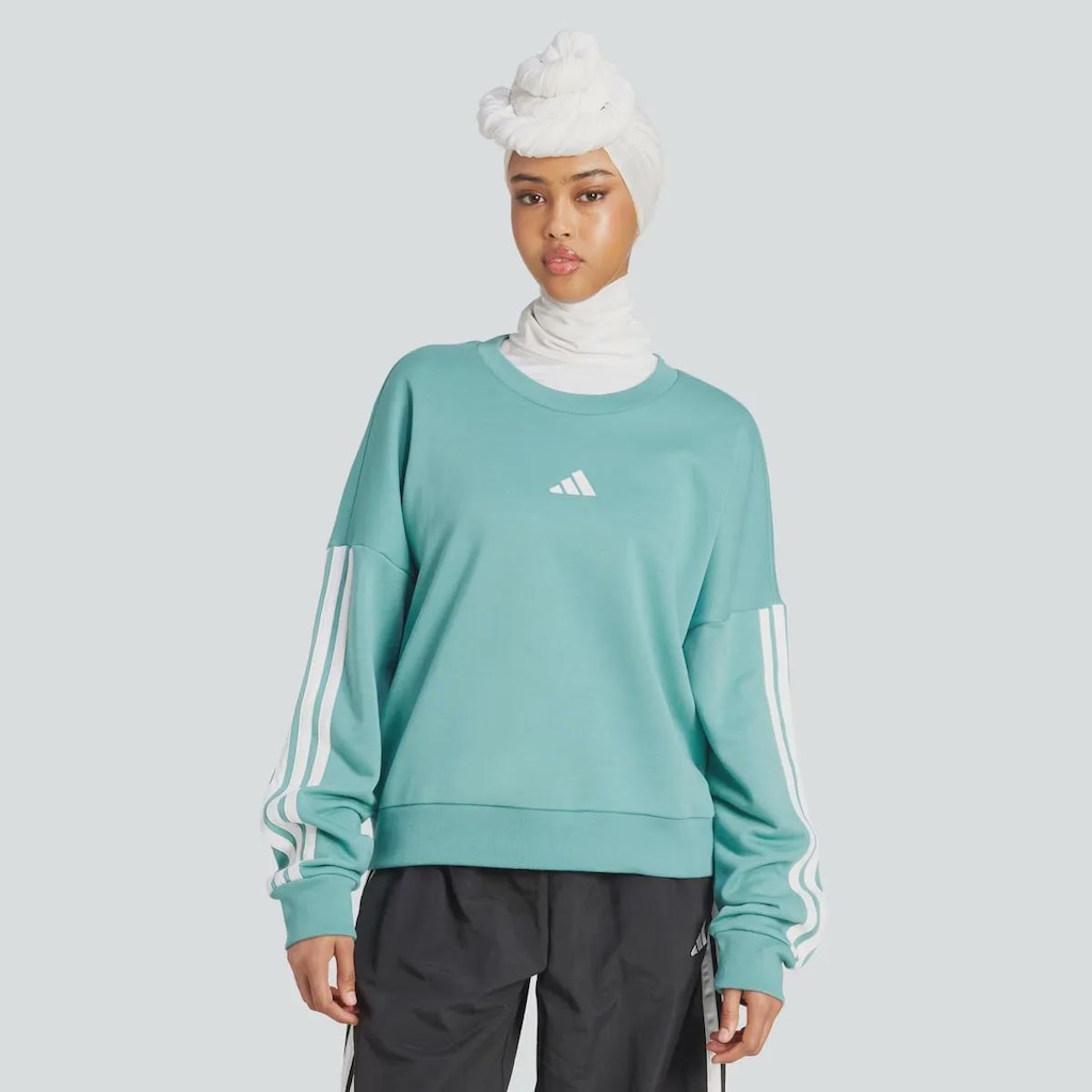 Blusão de Moletom Feminino adidas sem Capuz Essentials 3S