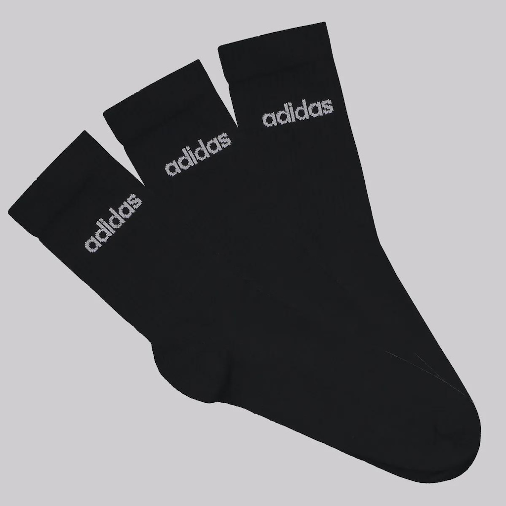 Meia Cano Alto adidas Linear - 3 Pares - Unissex