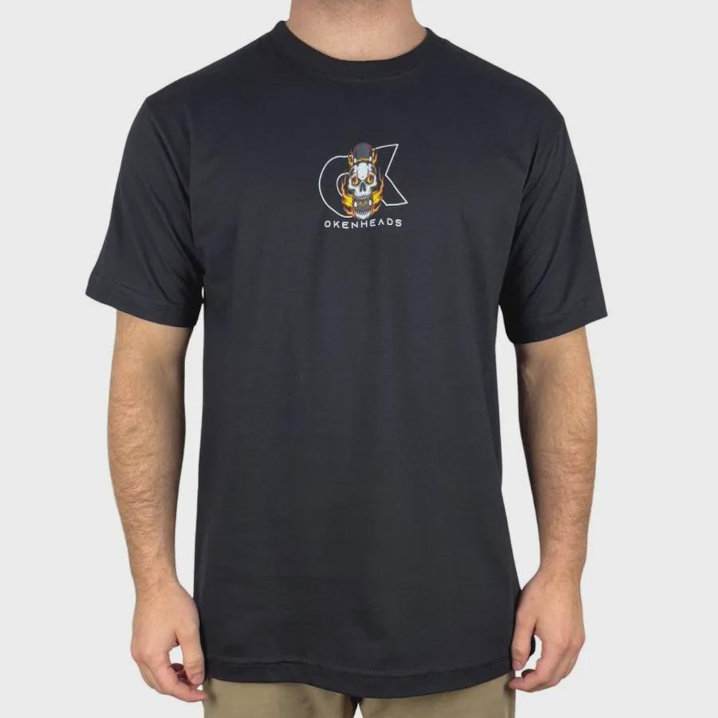 Camiseta Okenheads Basica Silk Fire Logo Masculina