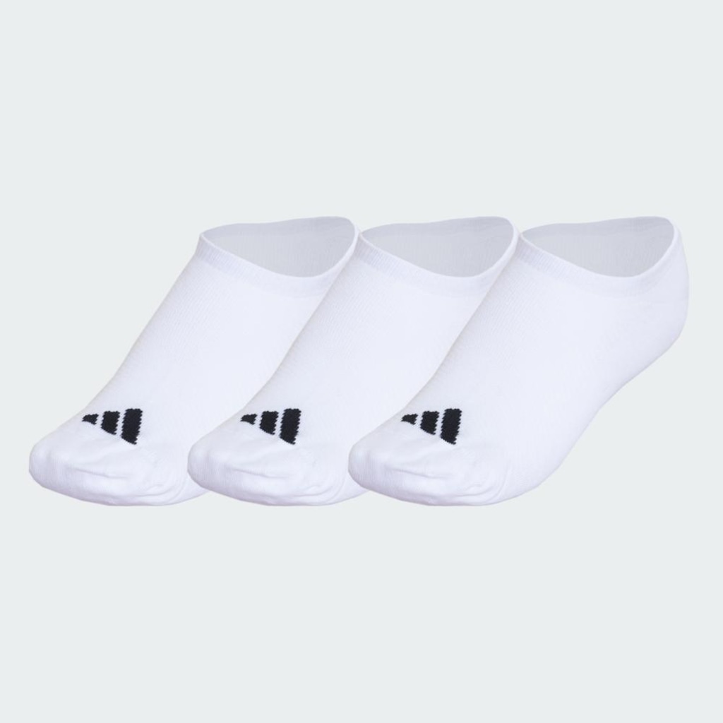 Meia Unissex Adidas Finas e Leves Sportswear Malha Elástica No-Show - 3 Pares