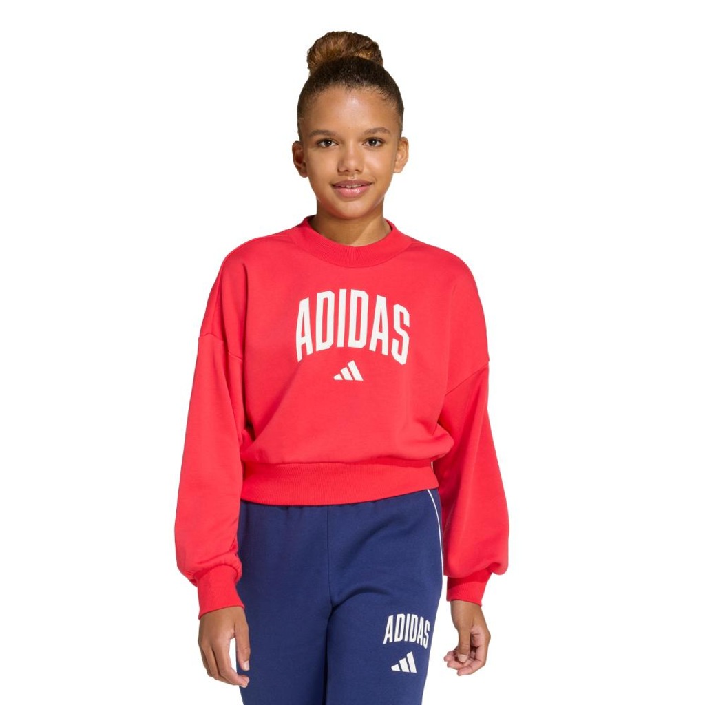 Blusão de Moletom com Gola Redonda Infantil Adidas Essentials Sazonais Tipografia Universitário