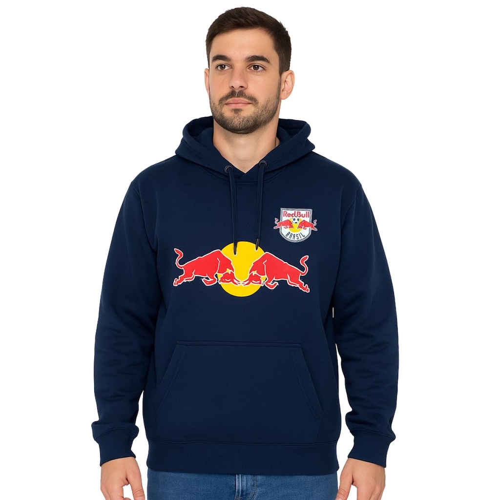 Blusão de Moletom Capuz Red Bull Canguru Masculino