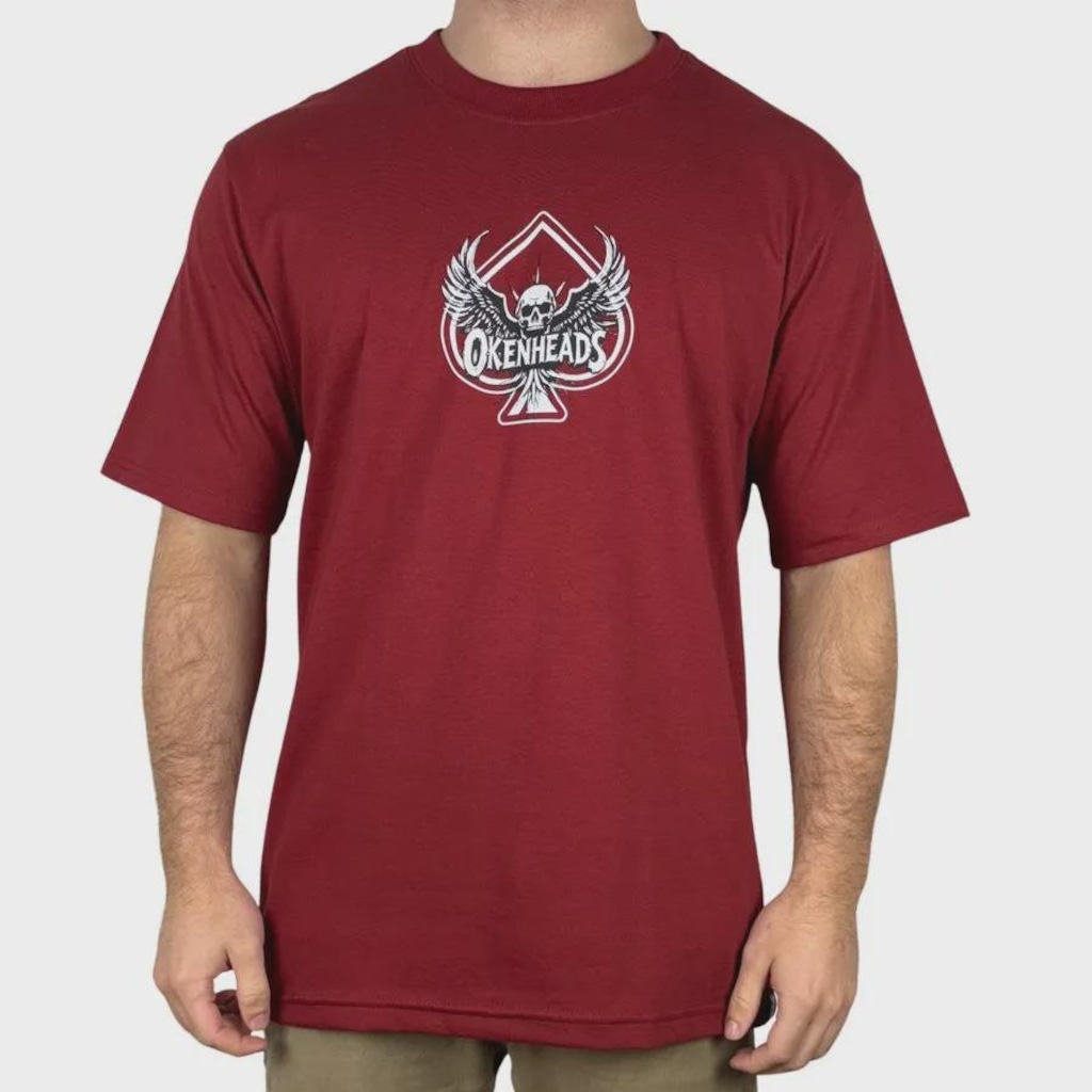 Camiseta Okenheads Básica Silk Caveira Masculina