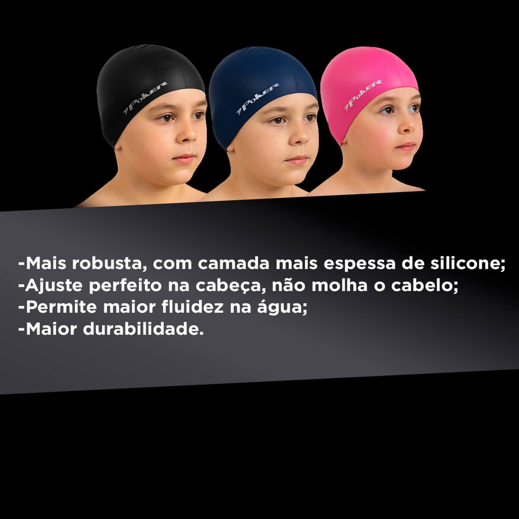 Imagem 3 do produto Touca de Natação Infantil Poker Silicone Power