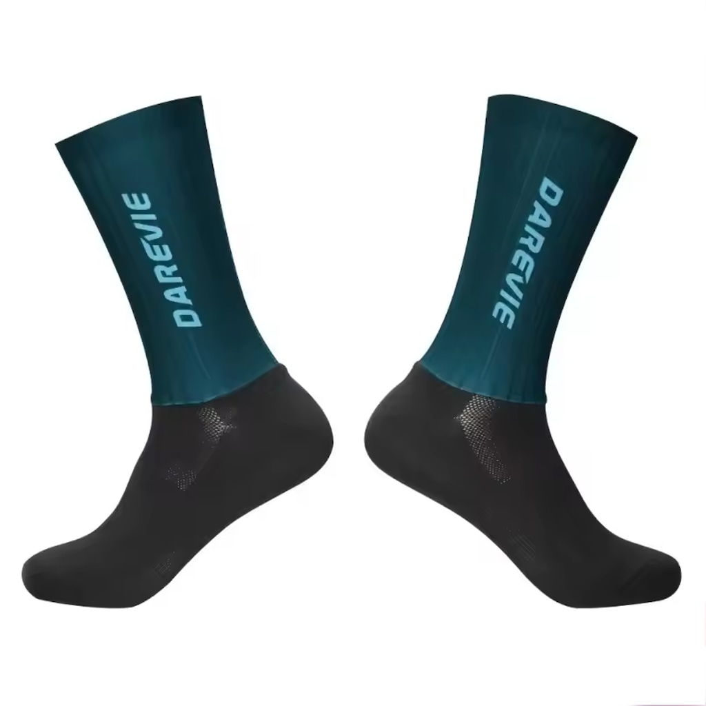Meia Ciclismo Aero Darevie Aerodinâmica Siliconada Ice Longa 3/4  Anti Sleep Unissex