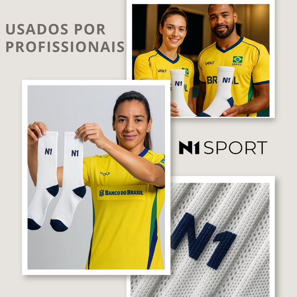 Imagem 5 do produto Meia Cano Médio Sport Oficial da Seleção Brasileira de Vôlei N1 Tamanho 38 - 44 Unissex