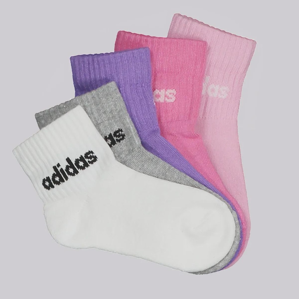 Meia Cano Médio adidas Essentials Linear I 5 Pares Infantil