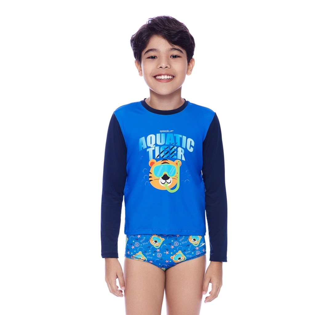 Camiseta Infantil Speedo Manga Longa Aquatic Tiger