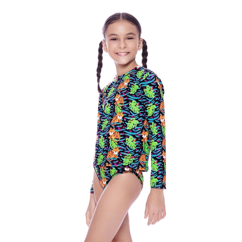 Camiseta Infantil Speedo Manga Longa Jungle Tiger