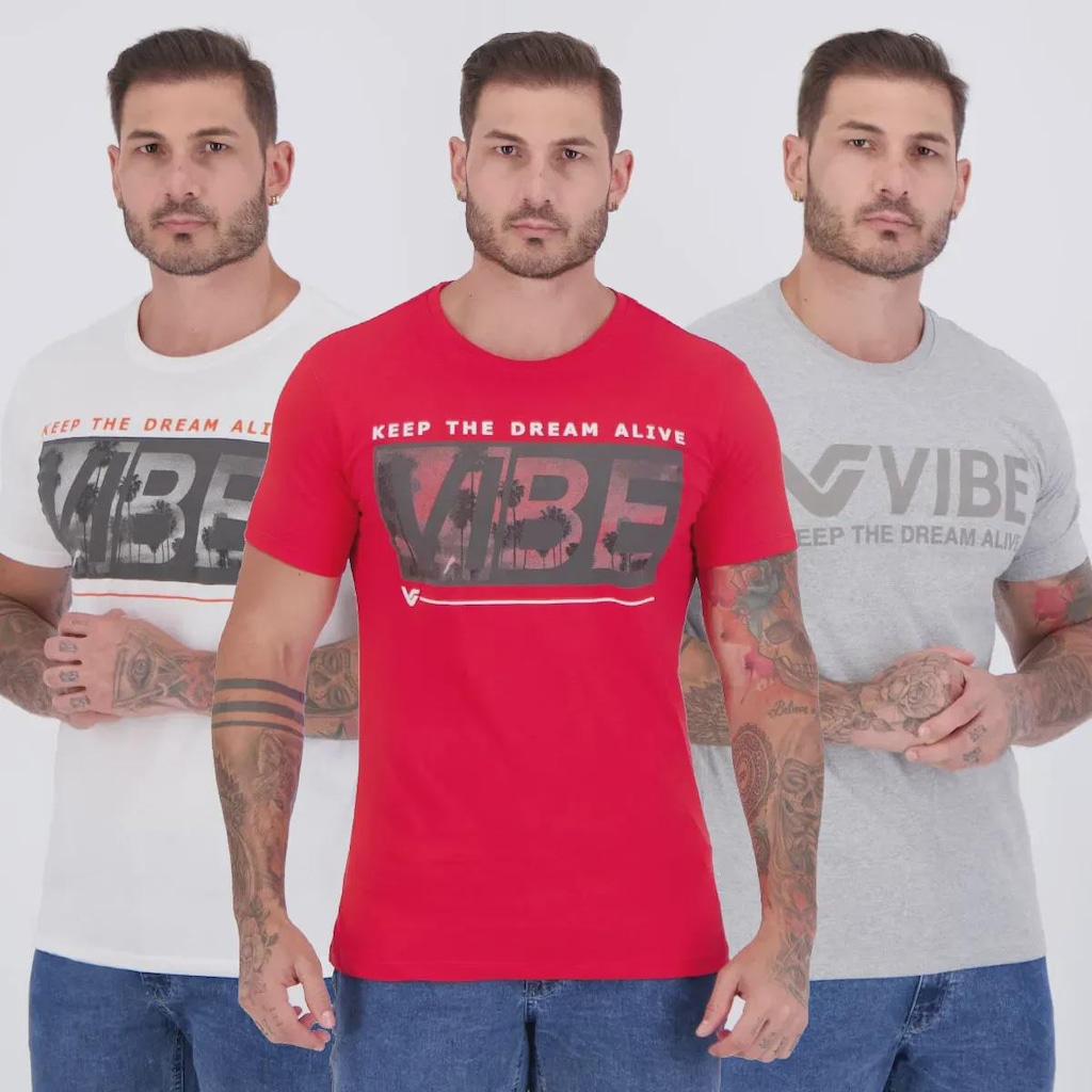 Kit 3 Camisetas Vibe Masculina