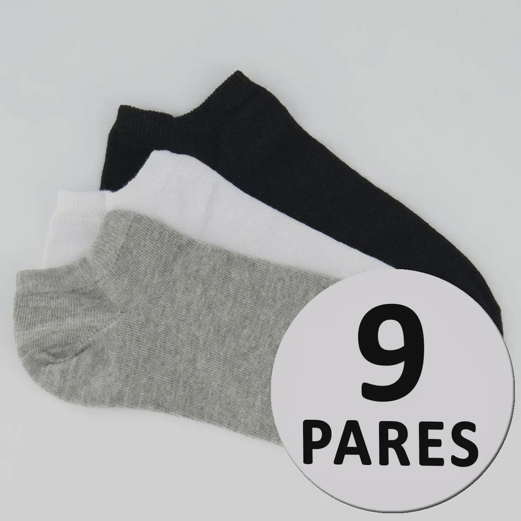 Kit  9 Paresde Meia Sapatilha Cano Invisível Selene Unissex