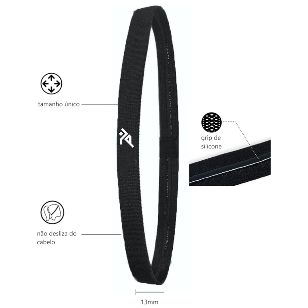 Imagem 2 do produto Faixa de Cabelo com Silicone Sportbr - 4 unidades
