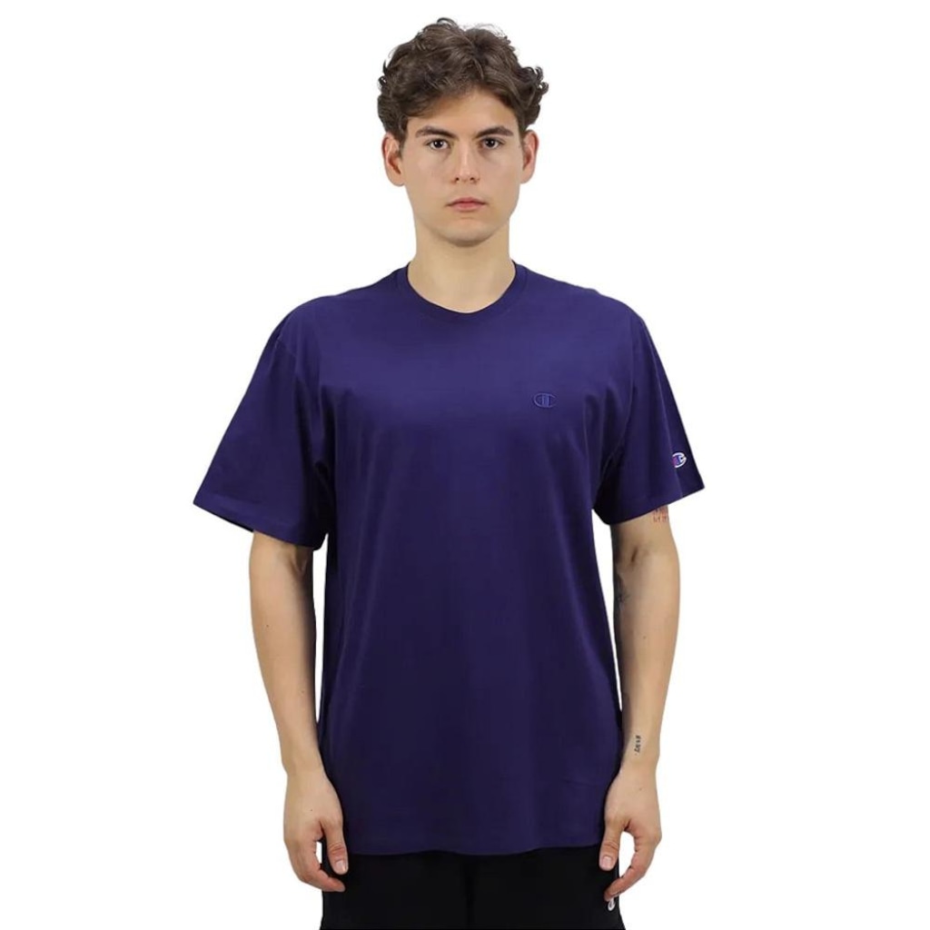 Camiseta Masculina Champion Basic C Emb Logo Tst Athletic