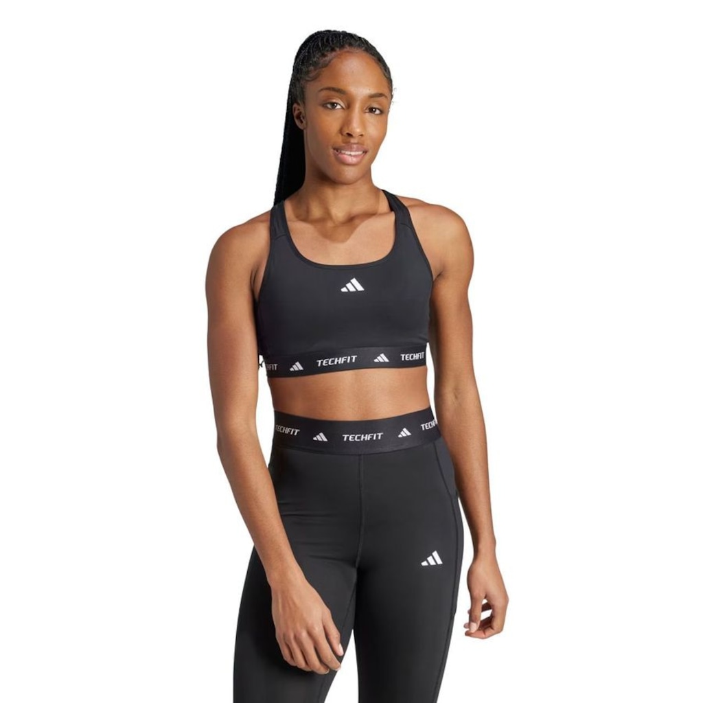 Top Feminino adidas Techfit Suporte Médio