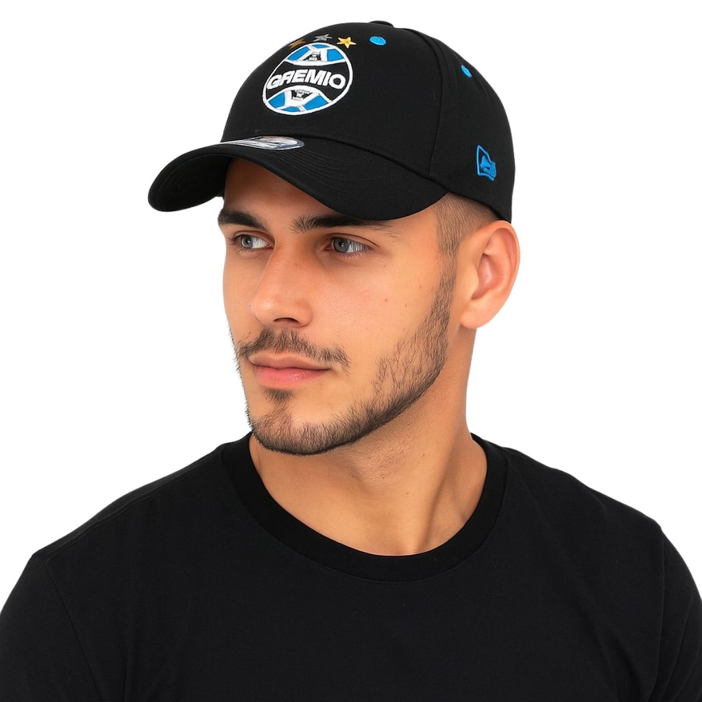 Imagem 2 do produto Boné Grêmio New Era Preto Aba Curva Futebol 39Thirty
