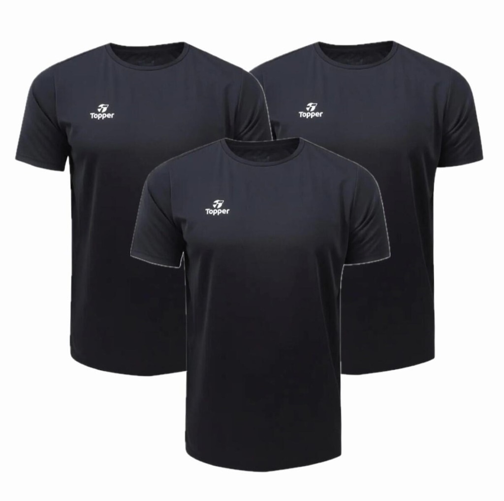 Kit Camiseta Masculina Topper Classic New - 3 Unidades