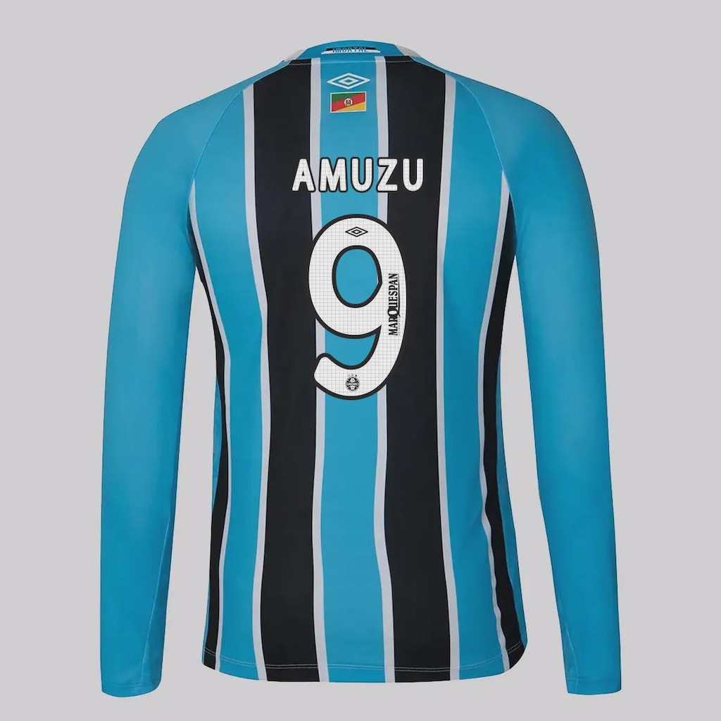 Camisa Manga Longa do Grêmio I 25/26 Umbro 9 Amuzu Masculina