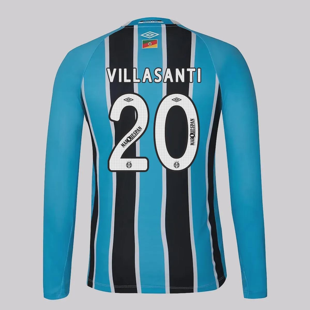 Camisa Manga Longa do Grêmio I 25/26 Umbro 20 Villasanti Masculina